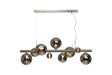 Ferguson Linear Pendant, 9 x G9, Satin Nickel, Chrome Plated Glass