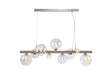 Ferguson Linear Pendant, 9 x G9, Satin Nickel, Iridescent Plated Glass
