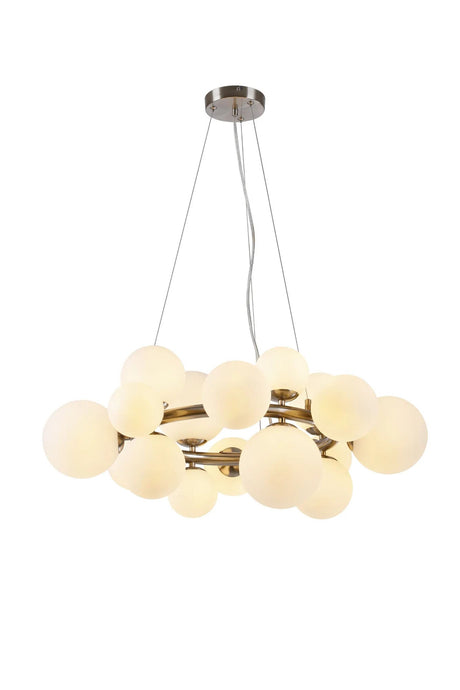 Ferguson Circular Pendant, 16 x G9, Satin Nickel, Opal Glass