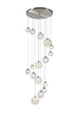 Ferguson Pendant, 16 x G9, Satin Nickel, Iridescent Plated Glass