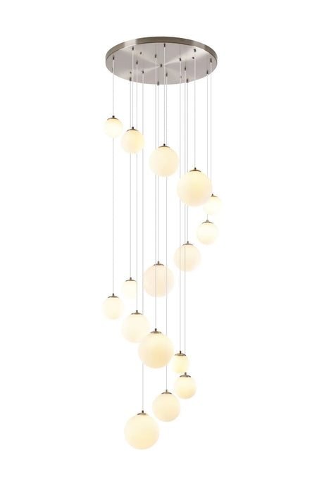 Ferguson Pendant, 16 x G9, Satin Nickel, Opal Glass