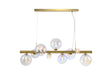 Ferguson Linear Pendant, 9 x G9, Satin Gold, Iridescent Plated Glass