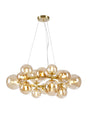 Ferguson Circular Pendant, 16 x G9, Satin Gold, Amber Plated Glass