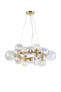 Ferguson Circular Pendant, 16 x G9, Satin Gold, Iridescent Plated Glass