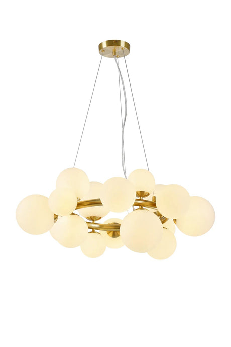 Ferguson Circular Pendant, 16 x G9, Satin Gold, Opal Glass
