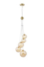 Ferguson Pendant, 5 x G9, Satin Gold, Amber Plated Glass