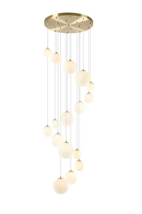 Ferguson Pendant, 16 x G9, Satin Gold, Opal Glass