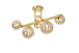 Ferguson Semi Flush Ceiling Light, 6 x G9, Satin Gold, Amber Plated Glass