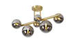 Ferguson Semi Flush Ceiling Light, 6 x G9, Satin Gold, Chrome Plated Glass