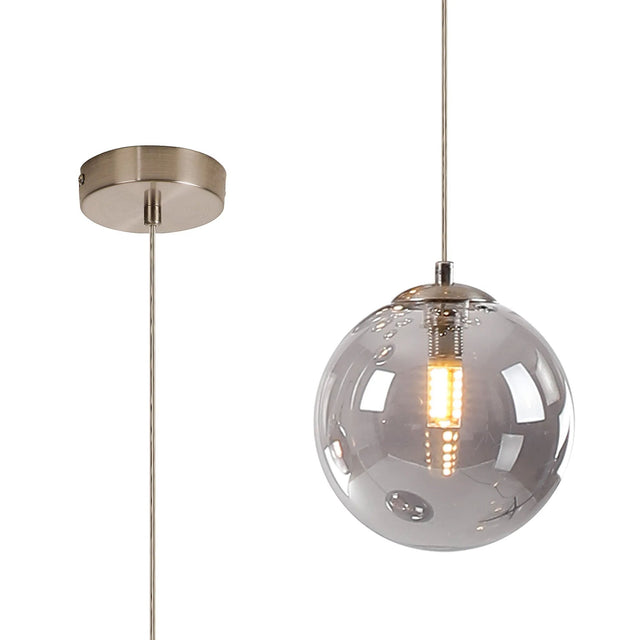 Ferguson Single Pendant, 1 x G9, Satin Nickel/Smoke