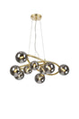 Ferguson Twisted Pendant, 9 x G9, Satin Gold, Chrome Plated Glass