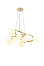 Ferguson Twisted Pendant, 9 x G9, Satin Gold, Opal Glass