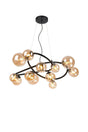 Ferguson Twisted Pendant, 12 x G9, Satin Black, Amber Plated Glass