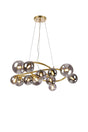 Ferguson Twisted Pendant, 12 x G9, Satin Gold, Smoke Plated Glass