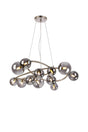Ferguson Twisted Pendant, 12 x G9, Satin Nickel, Smoke Plated Glass