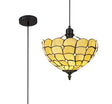Finney 1 Light Uplighter Pendant E27 With 30cm Tiffany Shade, Beige/Clear Crystal/Black