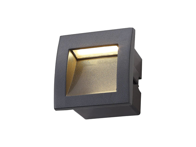 Flowers Square Recessed Wall Light 3W LED IP65 Dark Grey