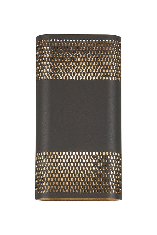 Galloway Wall Lamp With 160 x 305mm Mesh Oval Pattern Shade, 2 x 6.5W LED, IP65, Anthracite