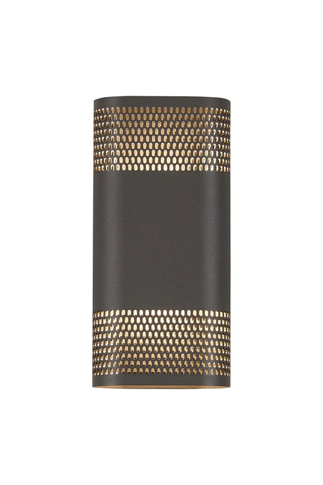 Galloway Wall Lamp With 125 x 260mm Mesh Oval Pattern Shade, 2 x 6.5W LED, IP65, Anthracite