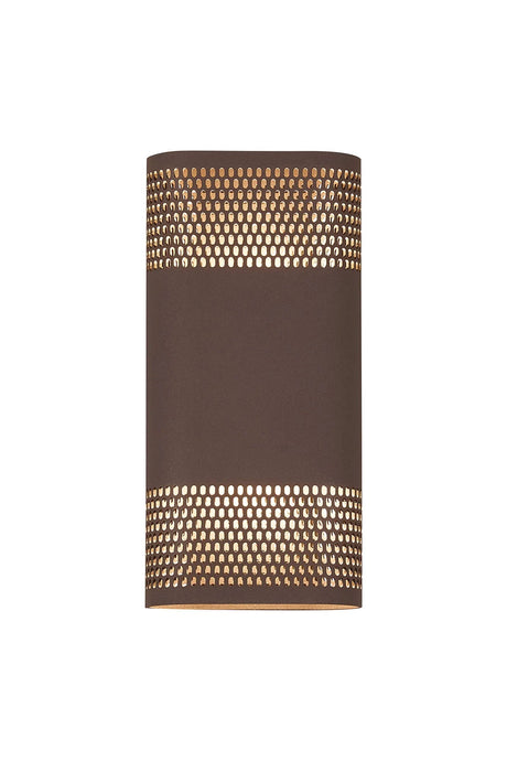 Galloway Wall Lamp With 125 x 260mm Mesh Oval Pattern Shade, 2 x 6.5W LED, IP65, Cacao