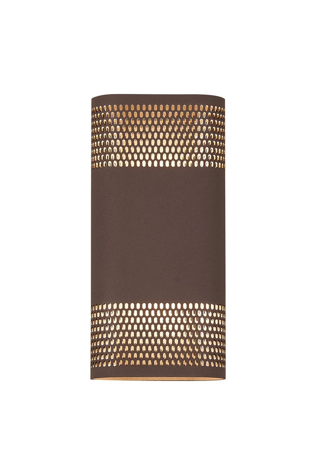Galloway Wall Lamp With 125 x 260mm Mesh Oval Pattern Shade, 2 x 6.5W LED, IP65, Cacao