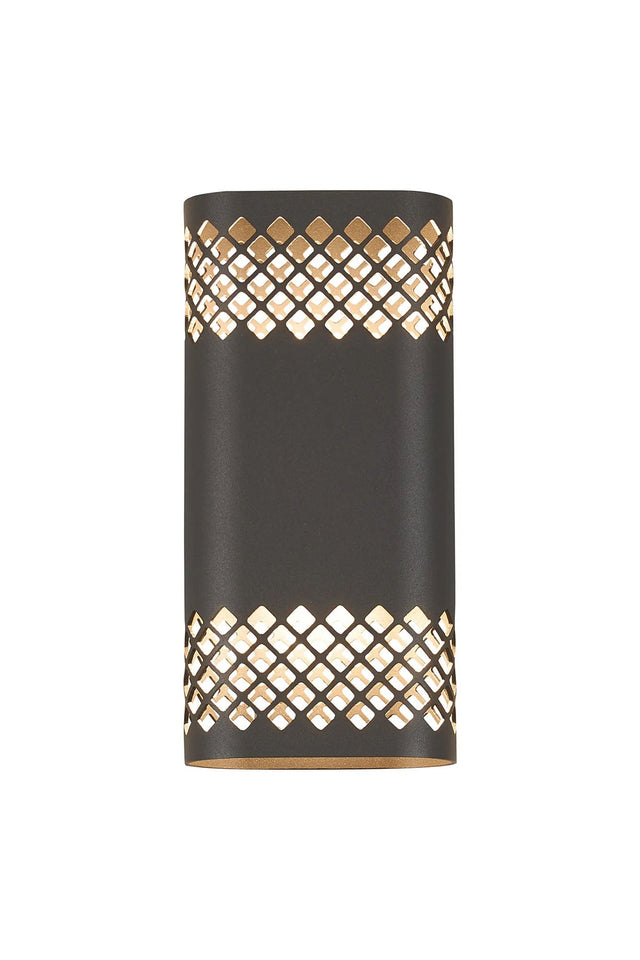 Galloway Wall Lamp With 125 x 260mm Mesh Diamond Pattern Shade, 2 x 6.5W LED, IP65, Anthracite