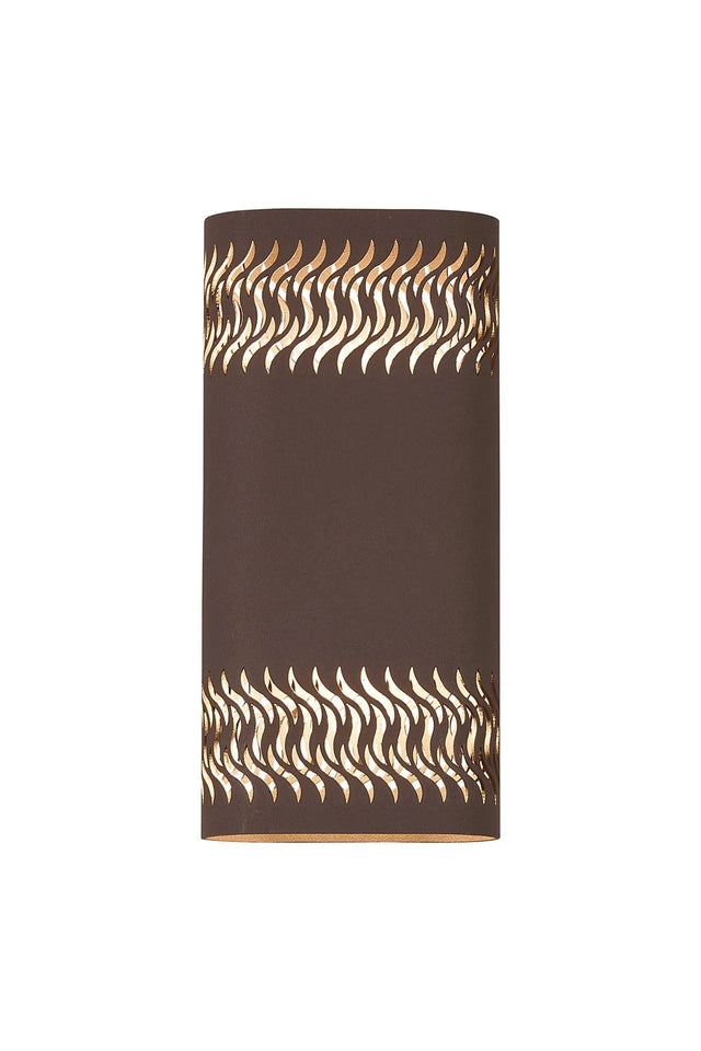 Galloway Wall Lamp With 125 x 260mm Mesh Waves Pattern Shade, 2 x 6.5W LED, IP65, Cacao