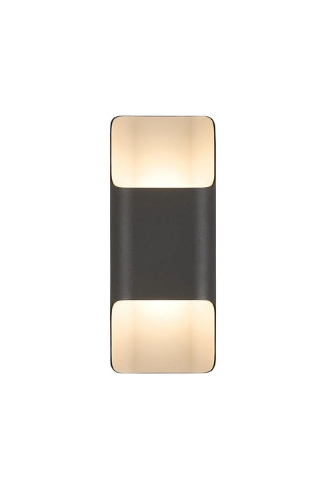 Galloway Wall Lamp With 125 x 305mm Even Open Curve Shade, 2 x 6.5W LED, IP65, Anthracite