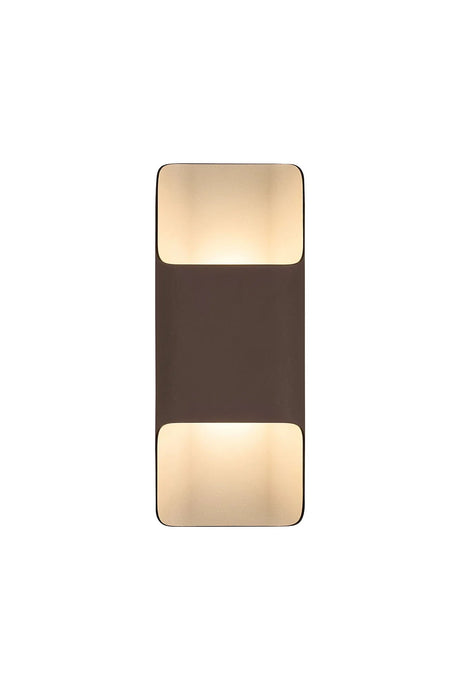 Galloway Wall Lamp With 125 x 305mm Even Open Curve Shade, 2 x 6.5W LED, IP65, Cacao