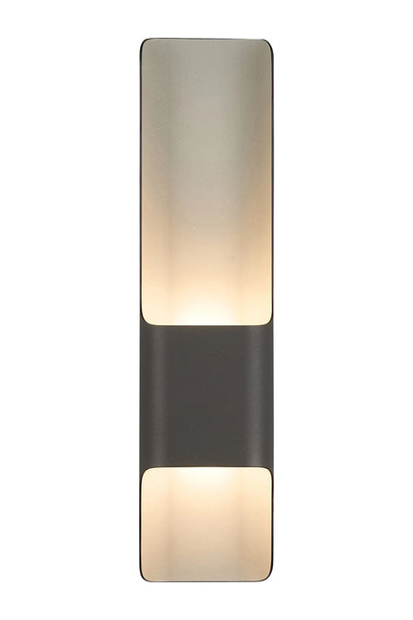 Galloway Wall Lamp With 125 x 508mm Offset Open Curve Shade, 2 x 6.5W LED, IP65, Anthracite