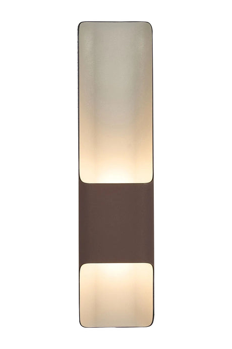 Galloway Wall Lamp With 125 x 508mm Offset Open Curve Shade, 2 x 6.5W LED, IP65, Cacao
