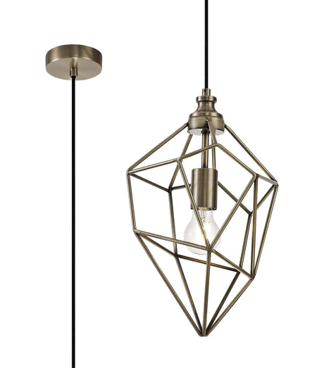Gaughan Medium Pendant, 1 x E27, Antique Brass