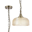 Gray Flush/Single Pendant, 1 Light Adjustable E27, Antique Brass/Amber Glass
