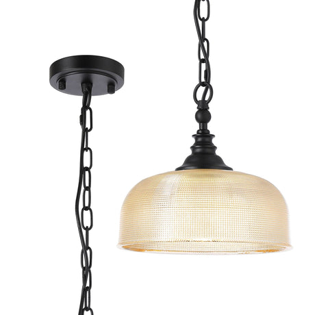 Gray Flush/Single Pendant, 1 Light Adjustable E27, Satin Black/Amber Glass