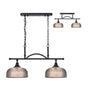 Gray Semi Flush/Pendant Bar, 2 Light Adjustable E27, Satin Black/Smoke Glass