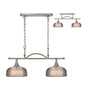 Gray Semi Flush/Pendant Bar, 2 Light Adjustable E27, Satin Nickel/Smoke Glass