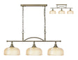 Gray Semi Flush/Pendant Bar, 3 Light Adjustable E27, Antique Brass/Amber Glass