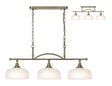 Gray Semi Flush/Pendant Bar, 3 Light Adjustable E27, Antique Brass/Frosted Glass