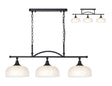 Gray Semi Flush/Pendant Bar, 3 Light Adjustable E27, Satin Black/Frosted Glass
