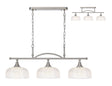 Gray Semi Flush/Pendant Bar, 3 Light Adjustable E27, Satin Nickel/Clear Glass