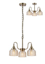 Gray Semi Flush/Pendant, 3 Light E27, Antique Brass/Amber Glass