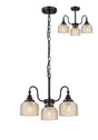 Gray Semi Flush/Pendant, 3 Light E27, Satin Black/Amber Glass