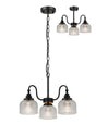 Gray Semi Flush/Pendant, 3 Light E27, Satin Black/Clear Glass