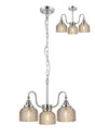Gray Semi Flush/Pendant, 3 Light E27, Polished Nickel/Amber Glass