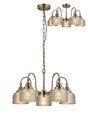 Gray Semi Flush/Pendant, 5 Light E27, Antique Brass/Amber Glass