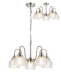 Gray Semi Flush/Pendant, 5 Light E27, Satin Nickel/Clear Glass
