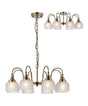 Gray Semi Flush/Pendant, 8 Light E27, Antique Brass/Frosted Glass