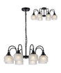 Gray Semi Flush/Pendant, 8 Light E27, Satin Black/Frosted Glass