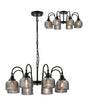 Gray Semi Flush/Pendant, 8 Light E27, Satin Black/Smoke Glass