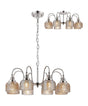 Gray Semi Flush/Pendant, 8 Light E27, Polished Nickel/Amber Glass